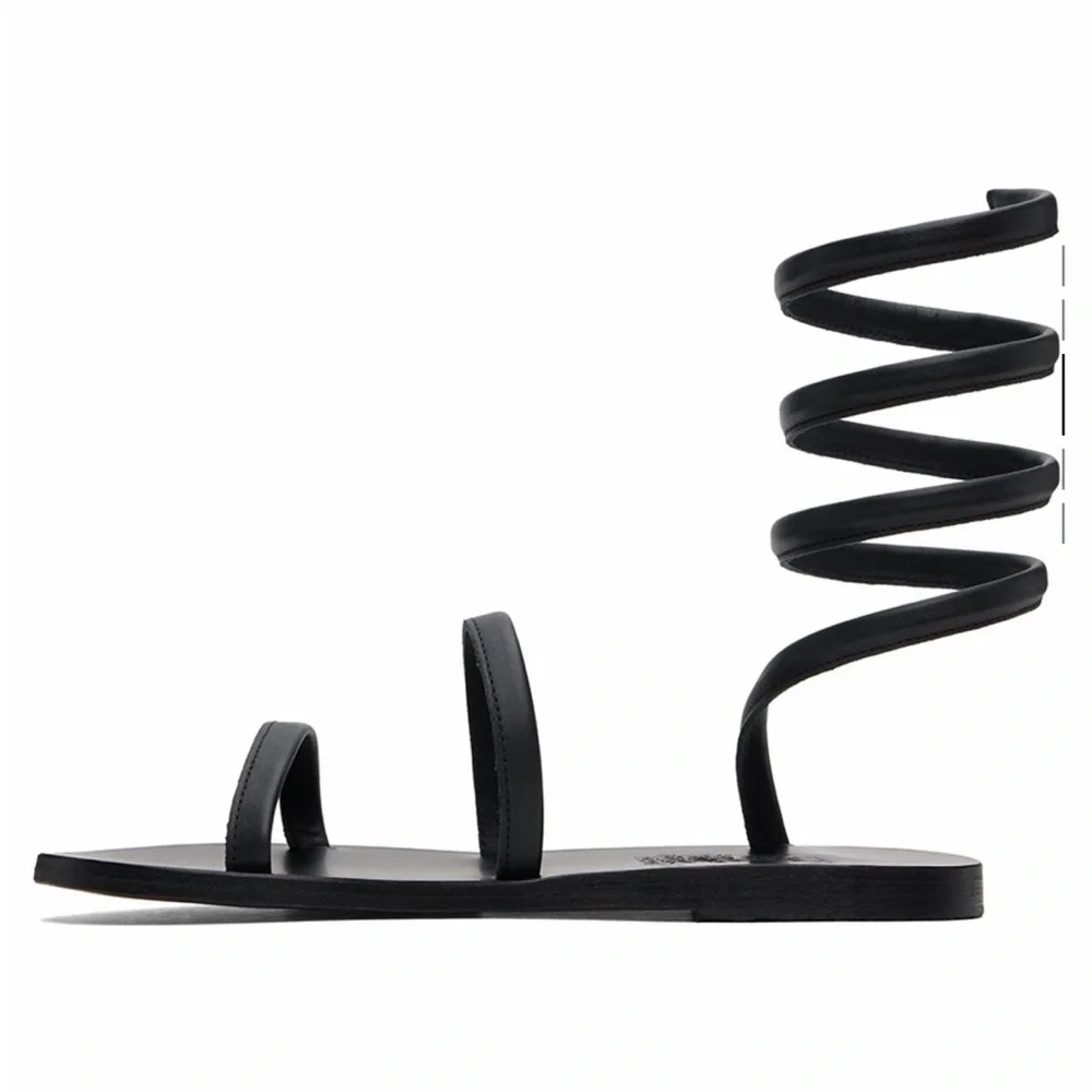 Black Ancient Greek Gladiator Sandals - Picture 3 of 4